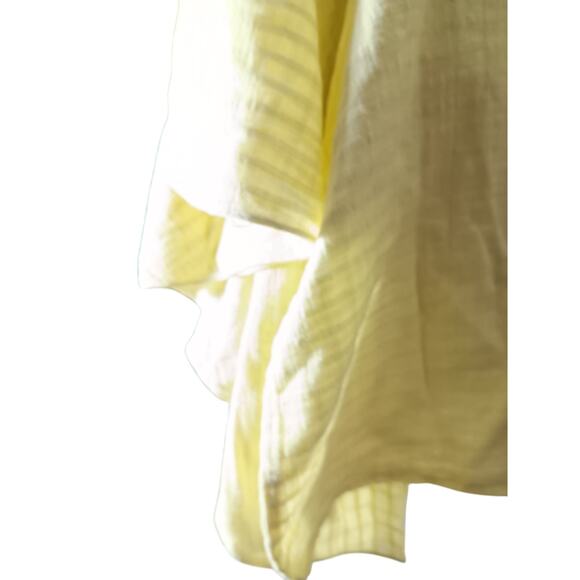 Vince Camuto Drop Shoulder Ruffle Sleeve Blouse Textured Sheer Top Lemon Cream S - Picture 5 of 6
